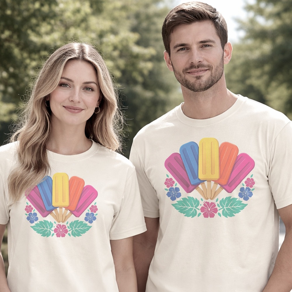 Popsicles Fanned Over a Tropical Floral Wreath Tee